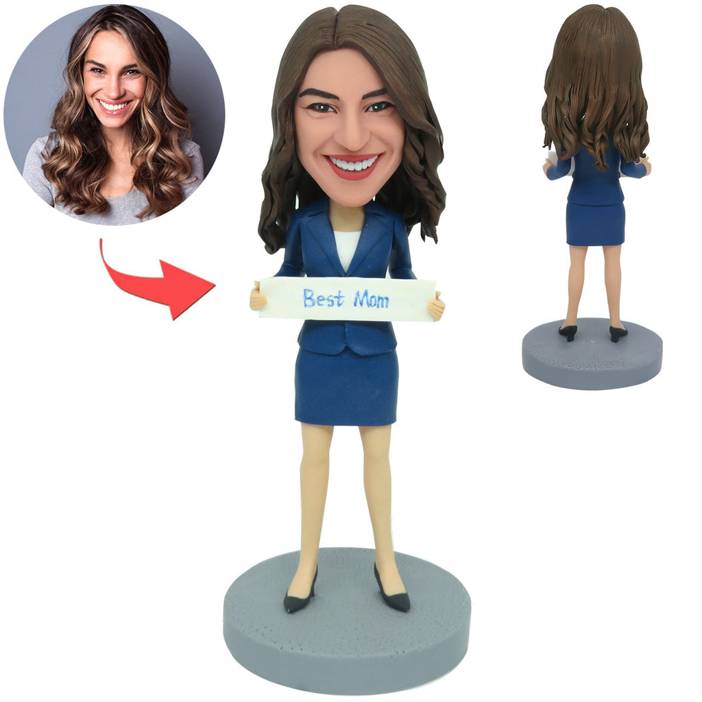 Bobblehead personalizzato con la scritta "Best Mom" per l'ufficio aziendale