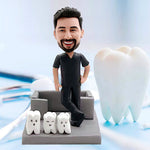 Porta biglietti da visita dentista personalizzato con testa a forma di bobblehead