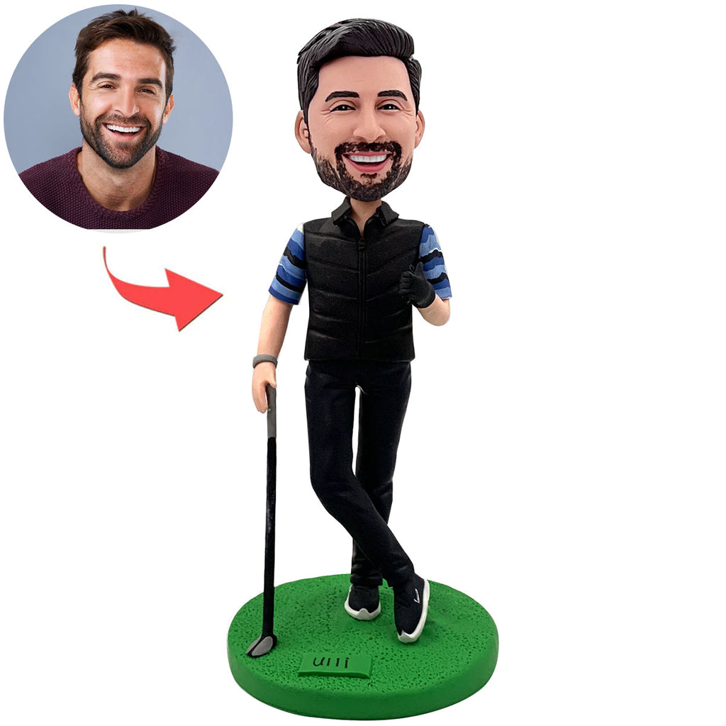 Uomo d'affari che gioca a golf Bobblehead