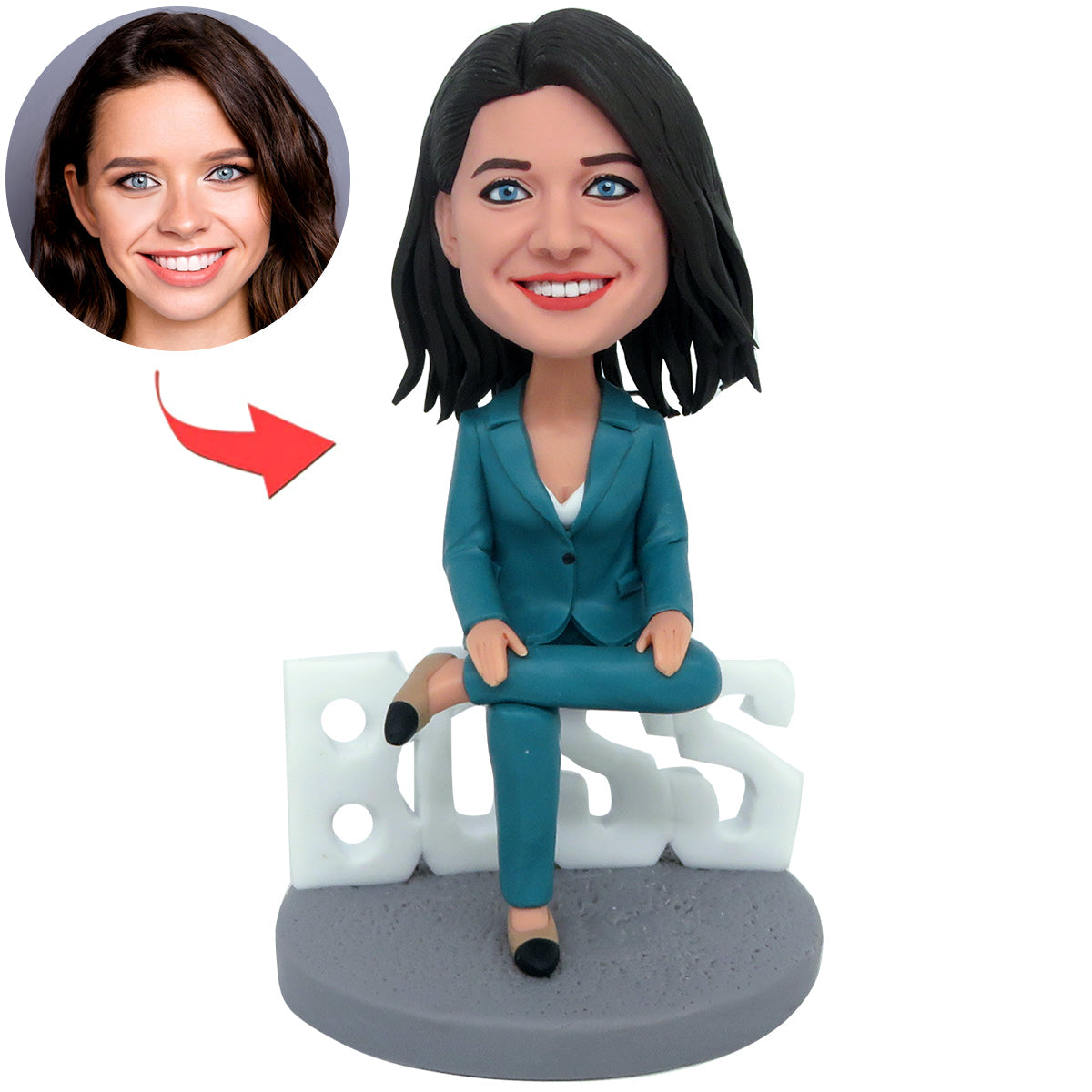 Bambola Bobblehead personalizzata con la scritta "LADY BOSS MIGLIORE DEL MONDO"