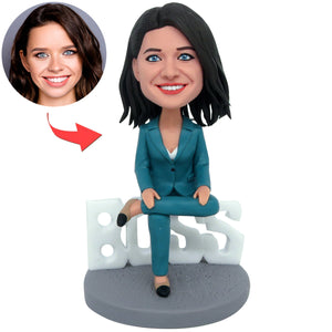 Bambola Bobblehead personalizzata con la scritta "LADY BOSS MIGLIORE DEL MONDO"