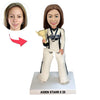 Bobblehead sportivo personalizzato raffigurante un'atleta donna