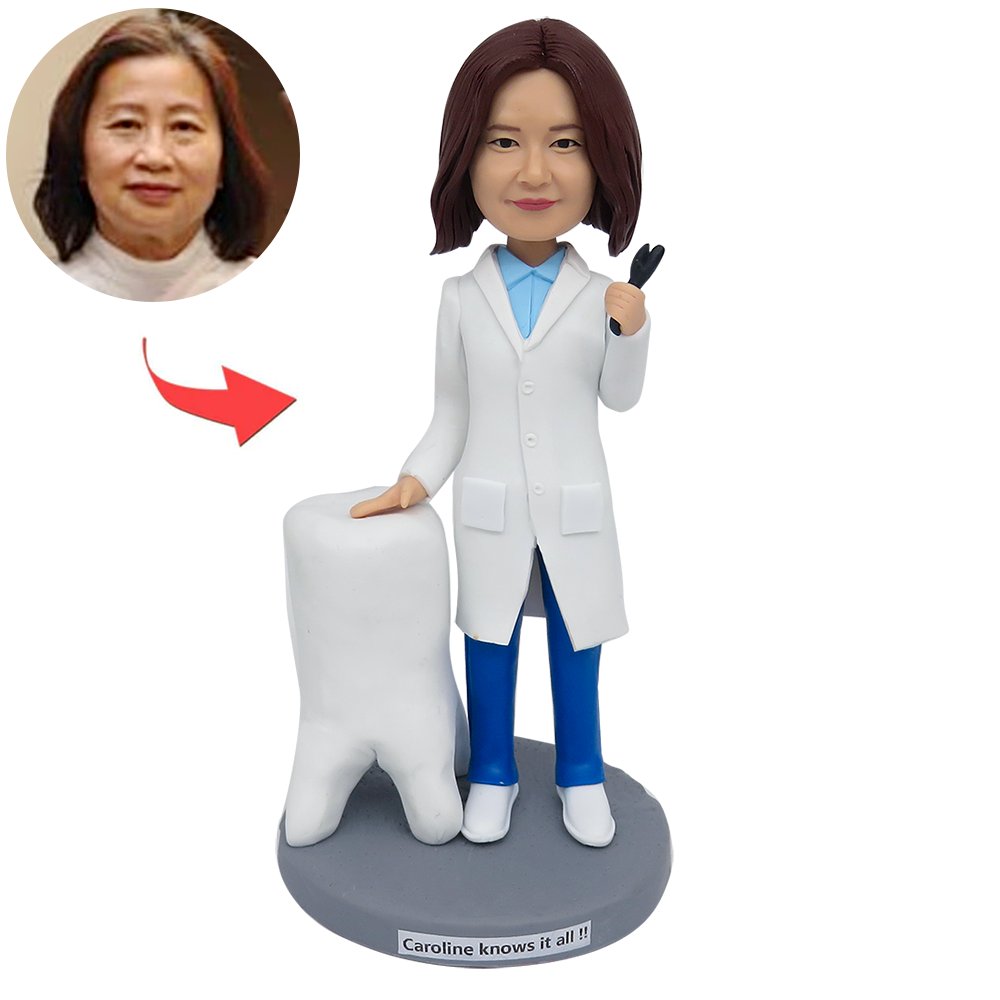 Regalo personalizzato con bobblehead per dentista femminile