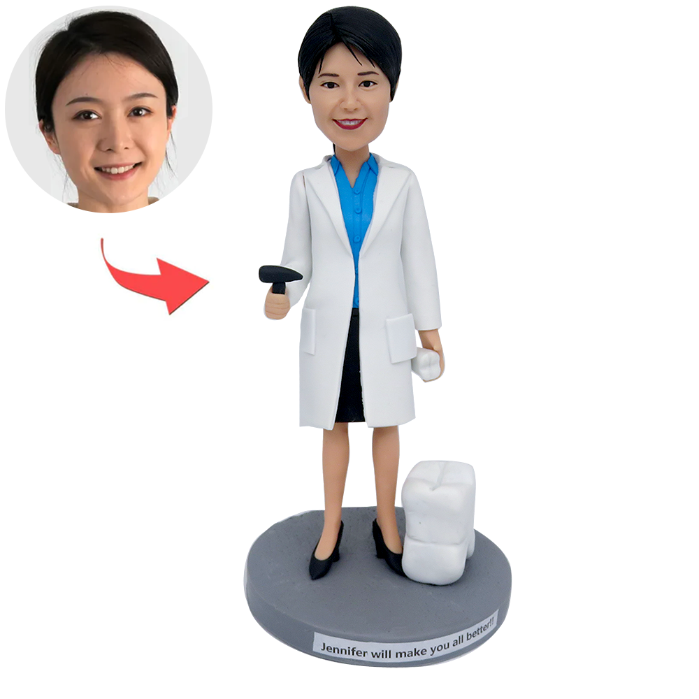 Regalo personalizzato con bobblehead di dentista femminile
