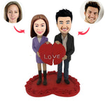 Bobblehead personalizzato per coppia con cuore innamorato