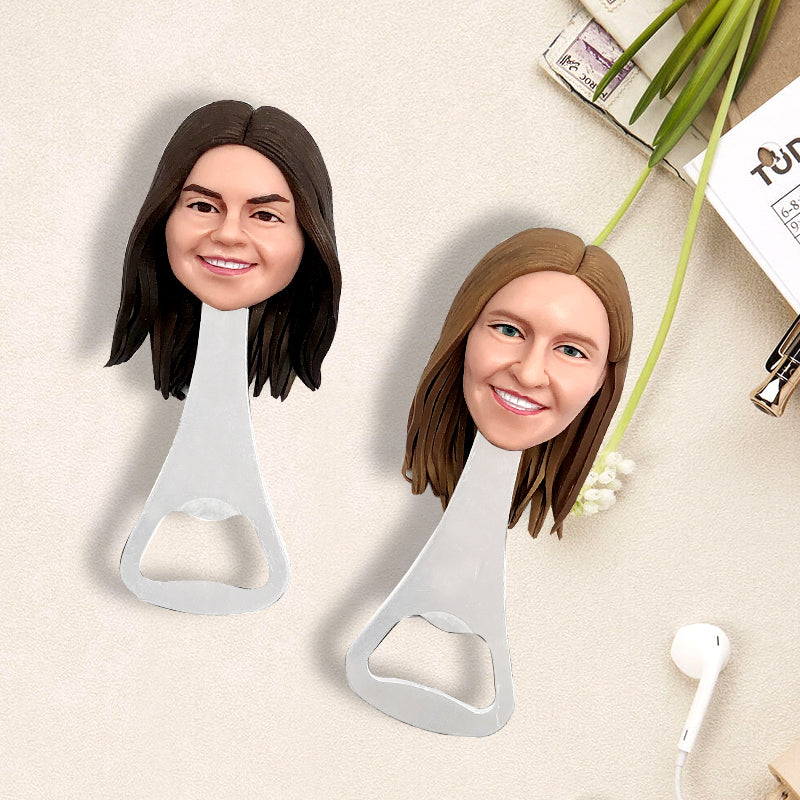 Apribottiglie personalizzato con volto femminile