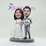 Bobblehead personalizzato per coppia di sposi appena sposati