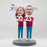 Bobblehead personalizzato per coppia, regalo di Natale e felice anno nuovo