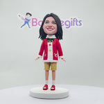 Bobblehead personalizzati a forma di ragazza felice come regalo di Natale